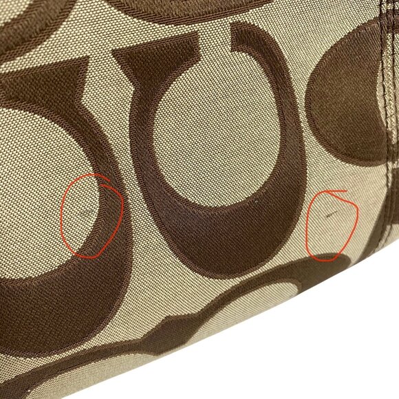 COACH Signature Canvas Orange Leather Shoulder Crossbody Bag w/ Tag F24063 EUC - Picture 10 of 16